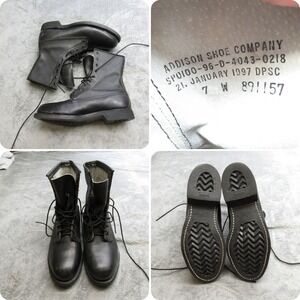 Addison Military Issued Boots Men 7W Black Leather Steel Toe Combat Vintage 1997